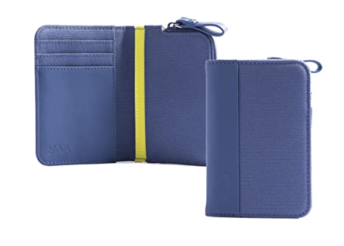 Porte-cartes vertical 4 fentes Nava Twin Colors compact bleu et jaune