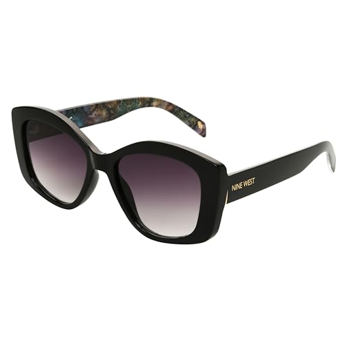 Nine West Women's Anaïs Butterfly Sunglasses, Black, 55 mm