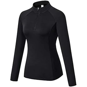 Sillictor 1/4 Zip Running Top Women Thermal Ski Base Layer Breathable High-wicking Soft
