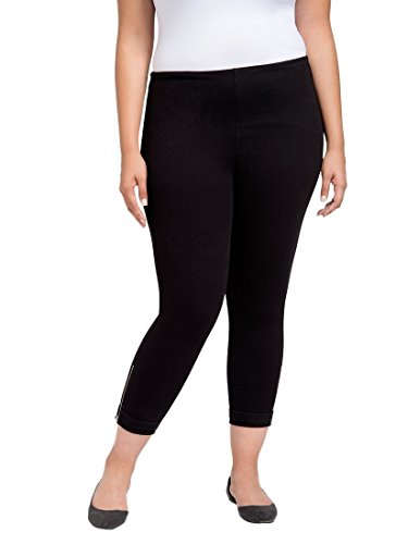 Lyssé Women's Plus Size Denim Cuffed Crop, Black, 3X #TOP10