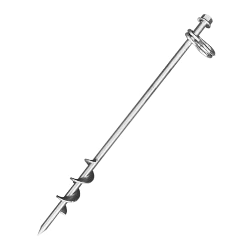 Ground Anchors Screw in - 16 Inch Set of 6 - Tent Stakes Heavy Duty Double Arbitrary Direction Galvanized Kits for Swing and Trampoline Set High Wind Solid Metal Hex Head Dog Tie Out Stake (6)