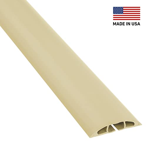 D-Line 6Ft Floor Cord Cover, Cable Protector, Extension Protect Wires & Prevent Trips, Management Solution - Cavity = 0.63" (W) X 0.31" (H) Beige #TOP1
