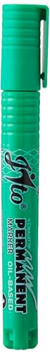Image of JITO JT-15 Permanent Marker, Refillable, Bullet Tip 2.5 mm Line Width, Anti-Scrub Writing, Non Toxic Xylene Free 10 Units Per Pack, Ink Colour - Green