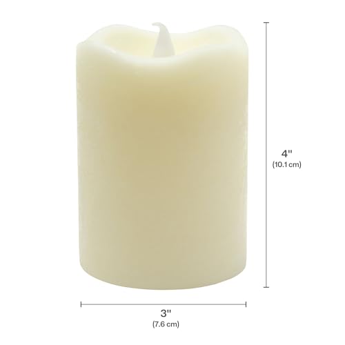 Image of Mikasa White Rolling Flame Realistic Flameless Pillar Candle, 3x4 Inch