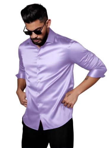 Image of IndoPrimo Men's Stylish Solid Satin Casual Shirt for Men Full Sleeve