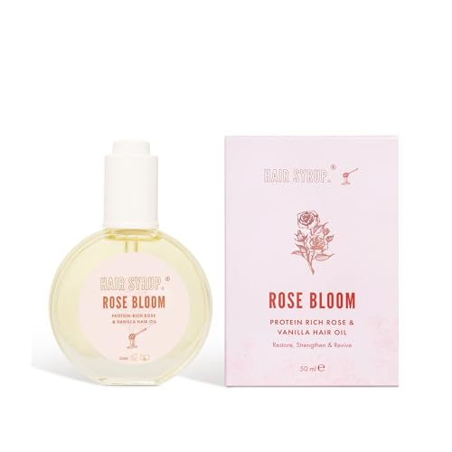Hair Syrup | Rose Bloom Leave-In Hair Oil | To Revive, Nourish, Condition & Restore Damaged Hair | Infused with Rose Hip, Vanilla & Botanical Extracts | Vegan | 100% Natural | 50ml