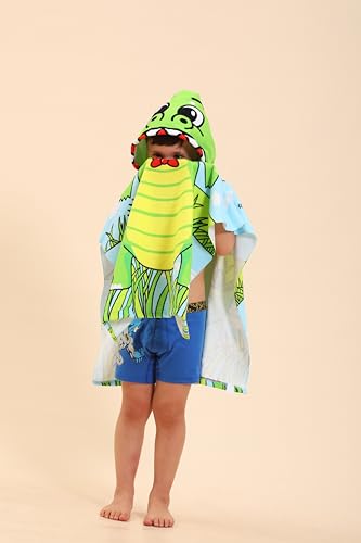 Image of Dinosaur Hooded Towels for Kids, Kids Beach Towels for Boys /Girls, Swimming Towels /Towel Robes /Wearable Towels /Pool Towels for Kids 2-10, Poncho Beach Towels for Kids, Hooded Beach Towels for Toddler