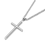 FZTN Jewelry White Gold Rope Chain Necklace with Cross Pendant for Men Boys 20 Inch 18K White Gold P