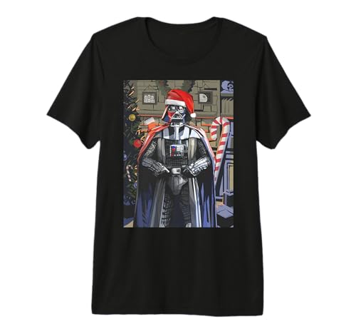 T-shirt Star Wars Noël premium avec Darth Vader en coton peigné durable