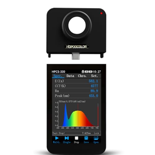 Nihig HPCS-330P 分光計 PPFD メーター 高精度 PAR 量子メーター ワイヤレス Bluetooth 接続 光スペクトルメーター Lux CCT CRI テスター 多機能で幅広い用途に対応（PCソフトウェア付き） 家庭用、植物栽培ラボ (HPCS330 (基本モデル)) - Nihig - 商品画像