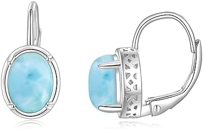 POPLYKE Opal/Black Onyx/Larimar/Moonstone/Aquamarine/Pearl/Amber/Labradorite/Turquoise/Malachite Leverback Earrings for Women Sterling Silver Teardrop Jewelry Gift for Girls