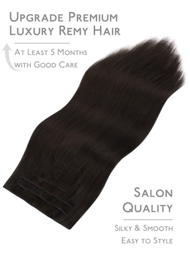 Image of WENNALIFE Invisible Edge Seamless Clip in Hair Extensions Real Human Hair