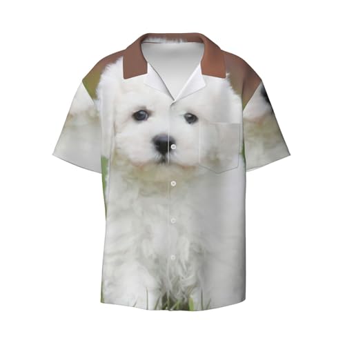Chemise courte homme bichon frisé avec poche pour un look d'été décontracté
