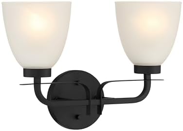 Minka Lavery 2882-66A Kaitlen Etched White Glass Bath Vanity Wall Mount, 2-Light 120 Total Watts, 10" H x 15" W, Coal