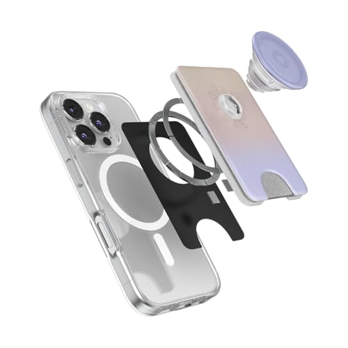 Image of PopSockets Phone Wallet for MagSafe, Phone Card Holder with Grip, Cute - Metallic Morning Haze