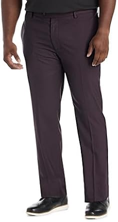 Oak Hill by DXL Mens Big and Tall Waist-Relaxer Tonal Glen Plaid Dress Pants