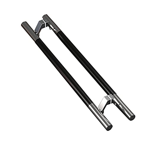 Poignée de porte en bois massif et inox noir 800 mm pour entrée design