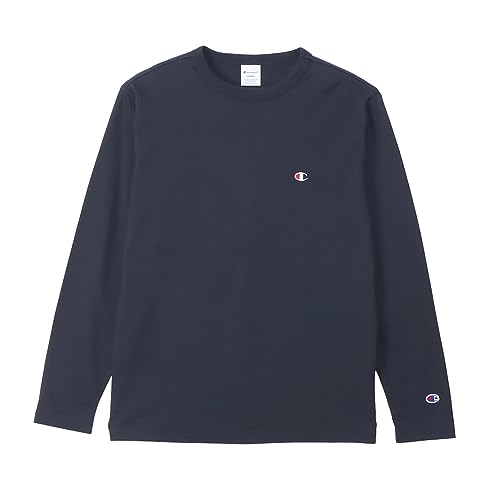 [チャンピオン] ロングTシャツ 長袖Tシャツ 綿100% 定番 ワンポイントロゴ刺繍 ロングスリーブTシャツ C3-P401 メンズ ネイビー XL