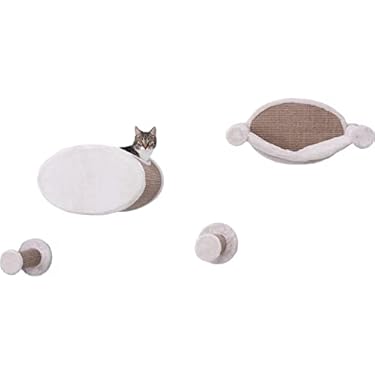 AMAZON - TRIXIE Wall Mounted Cat Lounge Set, Hammock and Condo with Two Steps, Cat Furniture, Scratching Post, Brown