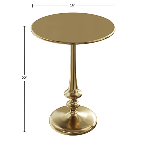image for Lavish Home Side Table - Iron Pedestal Table with Antiqued Brass Finis