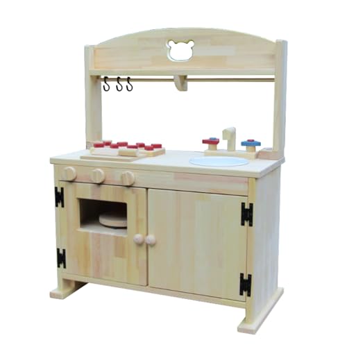 sosion夢工場 手作り木製「棚付き」ままごとキッチン 大きなレンジ付き・すかし入り DHK-RⅡ