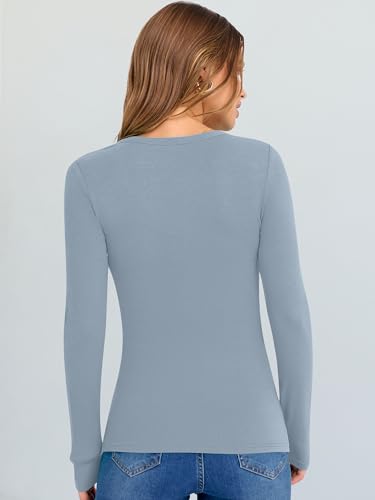 Image of ANRABESS Long Sleeve V Neck Shirts for Women | Soft Comfy Ribbed Knit Fitted Tshirts, Casual Going Out Tops, 2026 Trendy Basic, Fall Winter Underscrub Layering Clothes