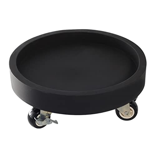 Support à roulettes pour bacs à plantes ronds noir 20 cm plateau mobile