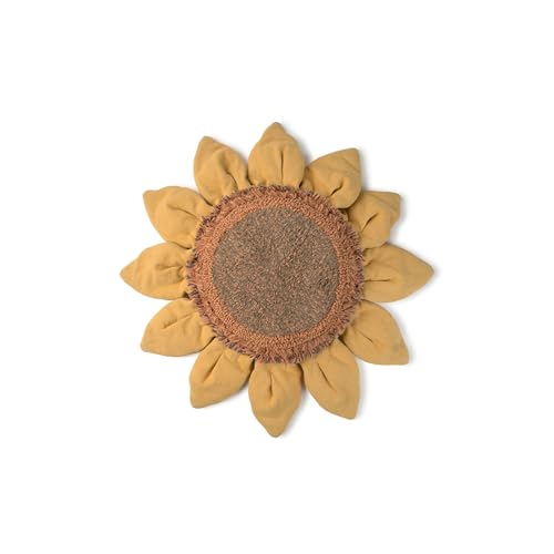 Lorena Canals Sunflower Coussin de sol 90 x 90 cm pour chambre ou chambre, fabriqué à la main, tournesol