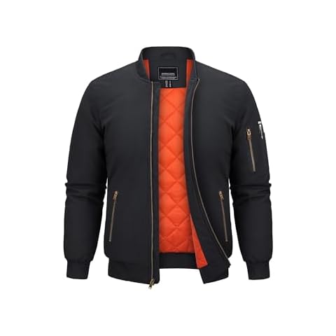 Boladeci Mens Bomber Jackets Medium Weight Thick Jackets for Men Warm Jacket Full Zip Up Casual Style Winter Coats for Men Spring Fall Jacket Windbreaker Coats Flight Jacket Cover
