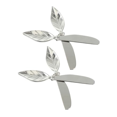 PRETYZOOM Sophisticated Leaf-design Butter Knife Set Pcs Cheese Spreader for Appetizers Wedding