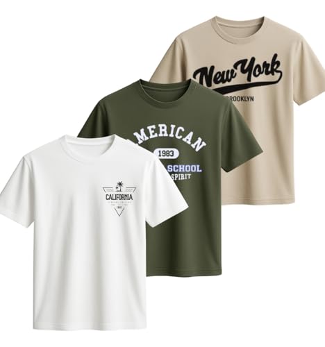 Kit 3 Camisetas Casual Masculina Presente Feita de 100% Algodão P...