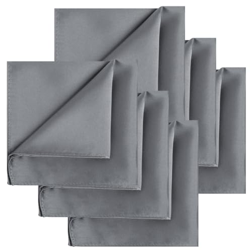 Image of KissTies 6PCS Satin Pocket Square Plain Color Handkerchief Gift Set