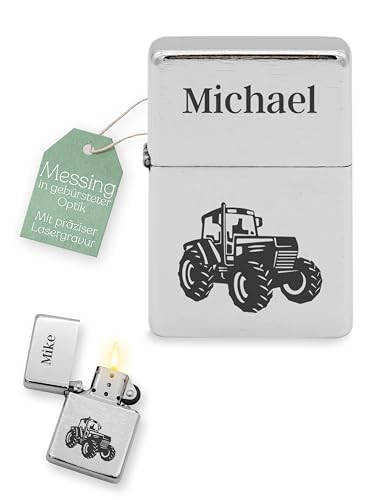 Abenteuernah Sturmfeuerzeug personalisiert, Geschenke für Männer, Sturmfeuerzeug, Feuerzeug Gravur, individualisiert mit deinem Wunschnamen als persönliches Geschenk (Traktor) Abenteuernah Sturmfeuerzeug personalisiert, Geschenke für Männer, Sturmfeuerzeug, Feuerzeug Gravur, individualisiert mit deinem Wunschnamen als persönliches Geschenk (Traktor)