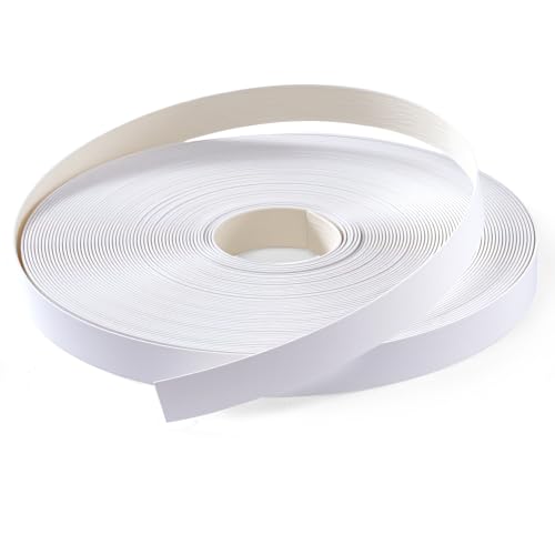 Image of PVC Edge Banding 7 /8 inch x 100ft Veneer Edge Banding White with Hot Melt Adhesive Pre - glued Iron on Edging Tape Trim for Cabinet Plywood Repairs and Furniture Restoration