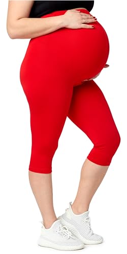 Merry Style Leggings Premaman 3/4 Donna Taglie Forti in Viscosa MS10-461 (Rosso, 3XL)
