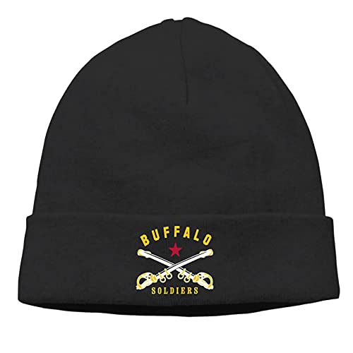 Buffalo Soldier America History Comfortable Soft Slouchy Beanie Hats Thin Fashion Knitted Caps Hip-Hop Skull Hat Classic Black