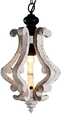 Generic Ceiling Chandelier Lamp, Small White Hallway Chandelier Hanging Light in Hallway Kitchen Dining Room Suspension White Wood Chandelier E27 photo 3