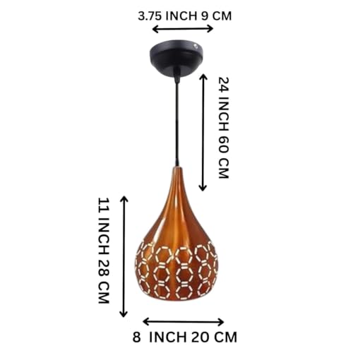 Image of GreyWings Modern OrangeDome Laser Cut Hanging Pendant Light for Ceiling, Aluminium, Drop, Antique Decor,(Bulb is not Included) Big Pack of 2