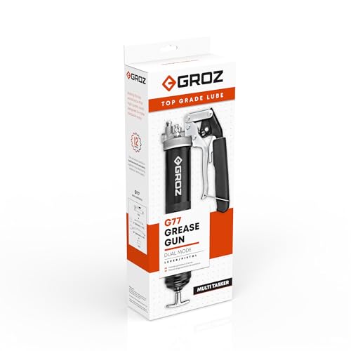 Image of Groz Dual Mode Grease Gun, 500 GMS | Telescopic Handle with Pistol and Lever Mode | 12 Months Warranty |High Pressure and High Volume Setting | Heavy Duty Grease Gun | G77