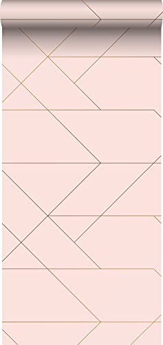 papier peint lignes graphiques rose clair et or - 139211 - de ESTAhome Cover
