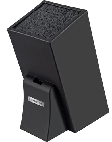 G.a HOMEFAVOR Schwarz Messerblock ohne Messer Unbestückt Universal Messerblock Stabil mit Borsteneinsatz Stark Halt für Messer