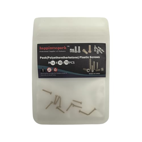 Happinesspark PEEK(polyetheretherketone) M1.6X10 Metric Phillips Pan Head Screws 10PCS - High Temperature & Chemical Resistant Plastic Fasteners for Electronics, Medical, Industrial Equipment