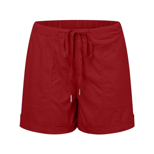 Shorts mujer cortos transpirables de algodón ligero con cordón ajustable 4