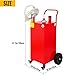 35 Gallon Fuel Caddy Portable Gas Storage Tank with 4 Wheels, Manual Transfer Pump for Boat ATV Car UTV Red