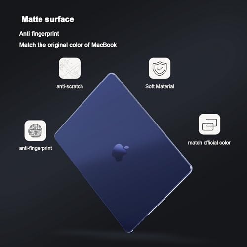 eleger Matte Crystal Case Compatible with MacBook Air 15 inch M4 M3 M2 [Matching Mac's Color], 2025 2024 2023 Release, Ultra Thin Hard Case for Mac Air 15.3", Midnight Transparent - Image 4