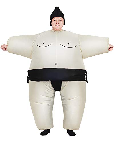 Inflatable Adult Sumo Wrestler Suits Wrestling Fancy Dress Halloween Costume One Size Fits Most (Black Adult)