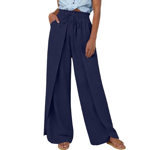 Genérico Pantalones Informales para Mujer Cómodos Transpirables Extremadamente Suaves Corte Recto Senderismo Moda Elásticos（Navy, XXL