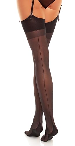 Glamory Delight 20 medias de tirantes con costura Negro L