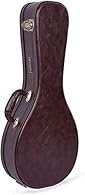 Fits A-style Mandolin. Deep blue plush inside lining with a thick, dense layer of foam padding make this case the deluxe vintage look. Large lidded accessory compartment and as well as a padded neck rest to hold the mandolin in place during travel. H...