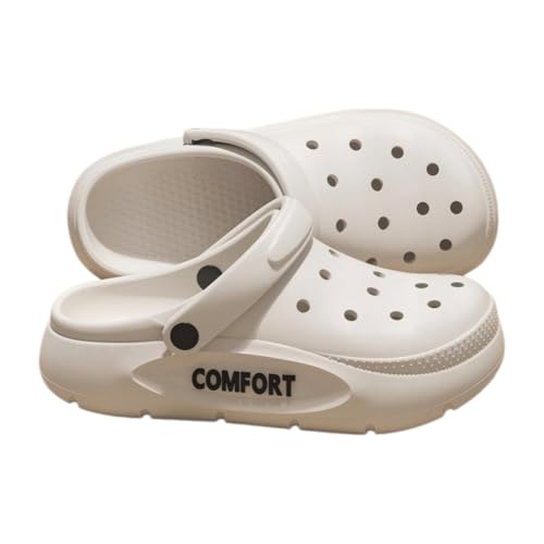 WANGSHUO Chancletas Zapatos De Hombre Verano Los Hombres Mujeres Y Grueso-sueldo Antideslizante Eva Sandalias Fuera Zapatillas-white-42-43